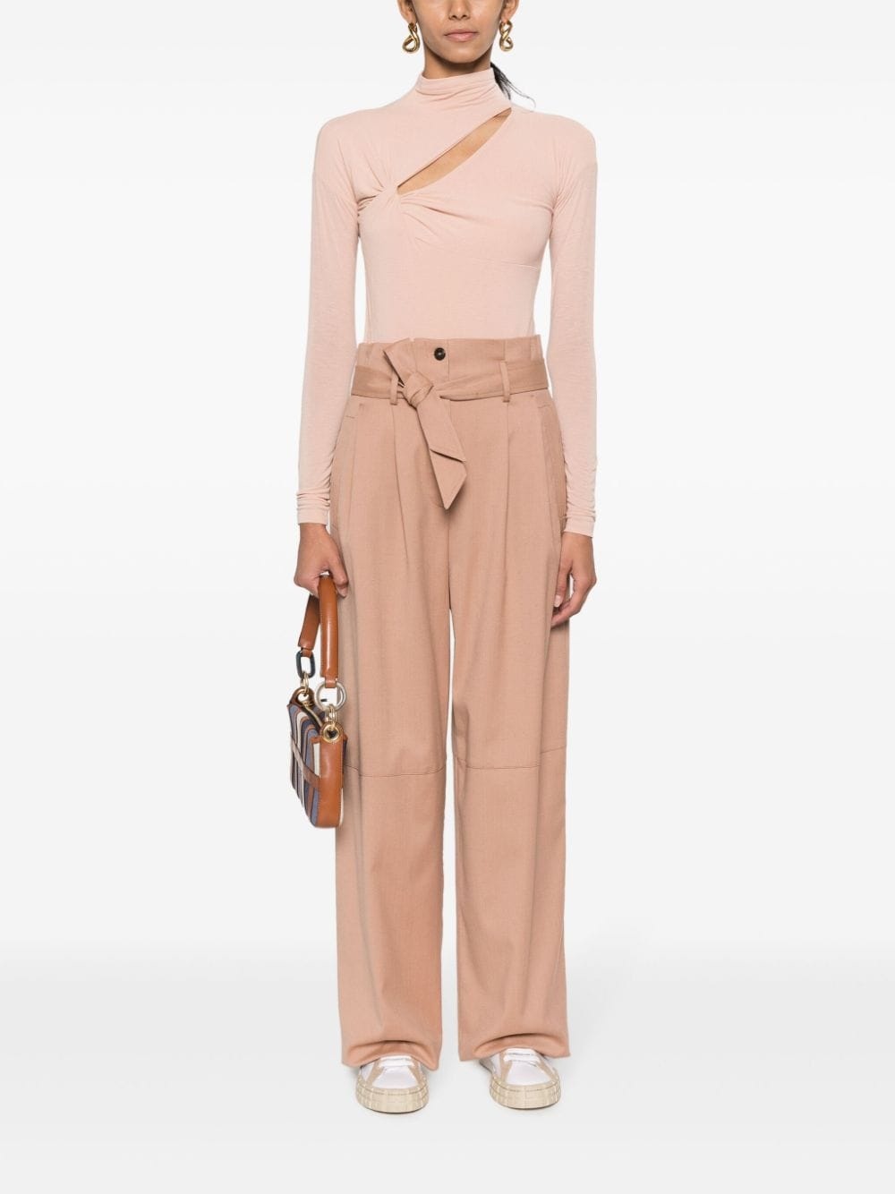 belted flannel trousers - 2