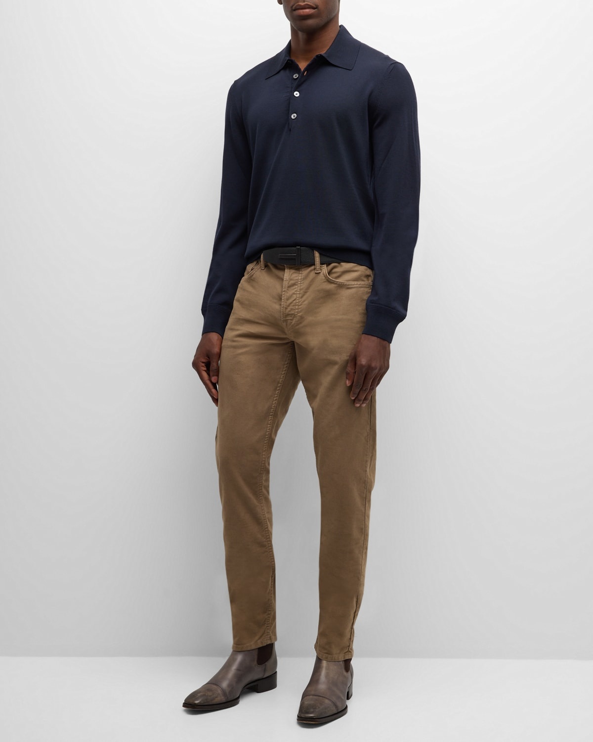 Men's Fine-Gauge Wool Polo Sweater - 2