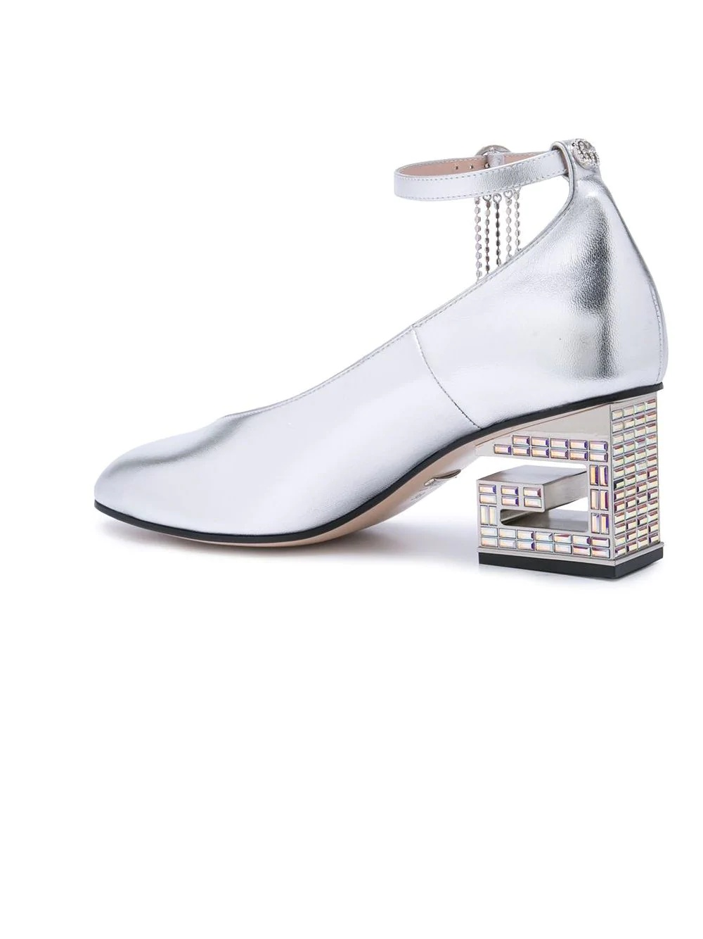 metallic G block heel pumps - 3