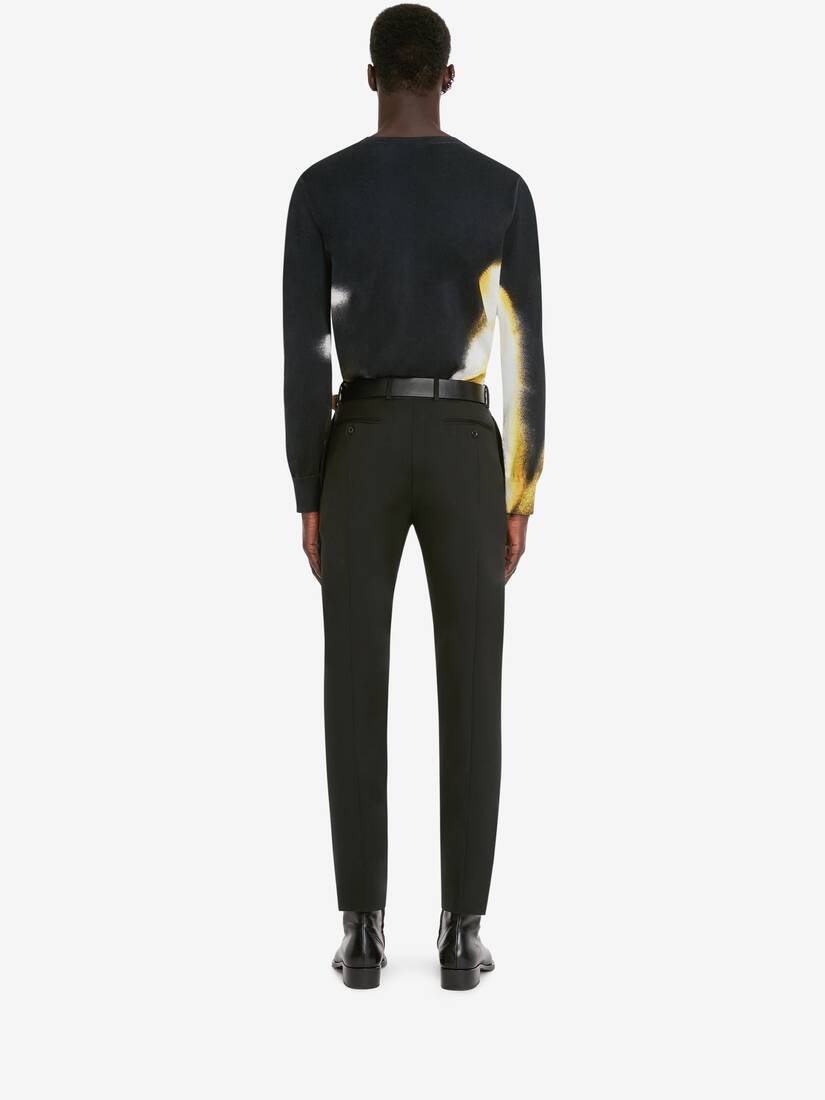 Men's Mercerised Cotton Silhouette Jumper in Black/pop Yellow - 4