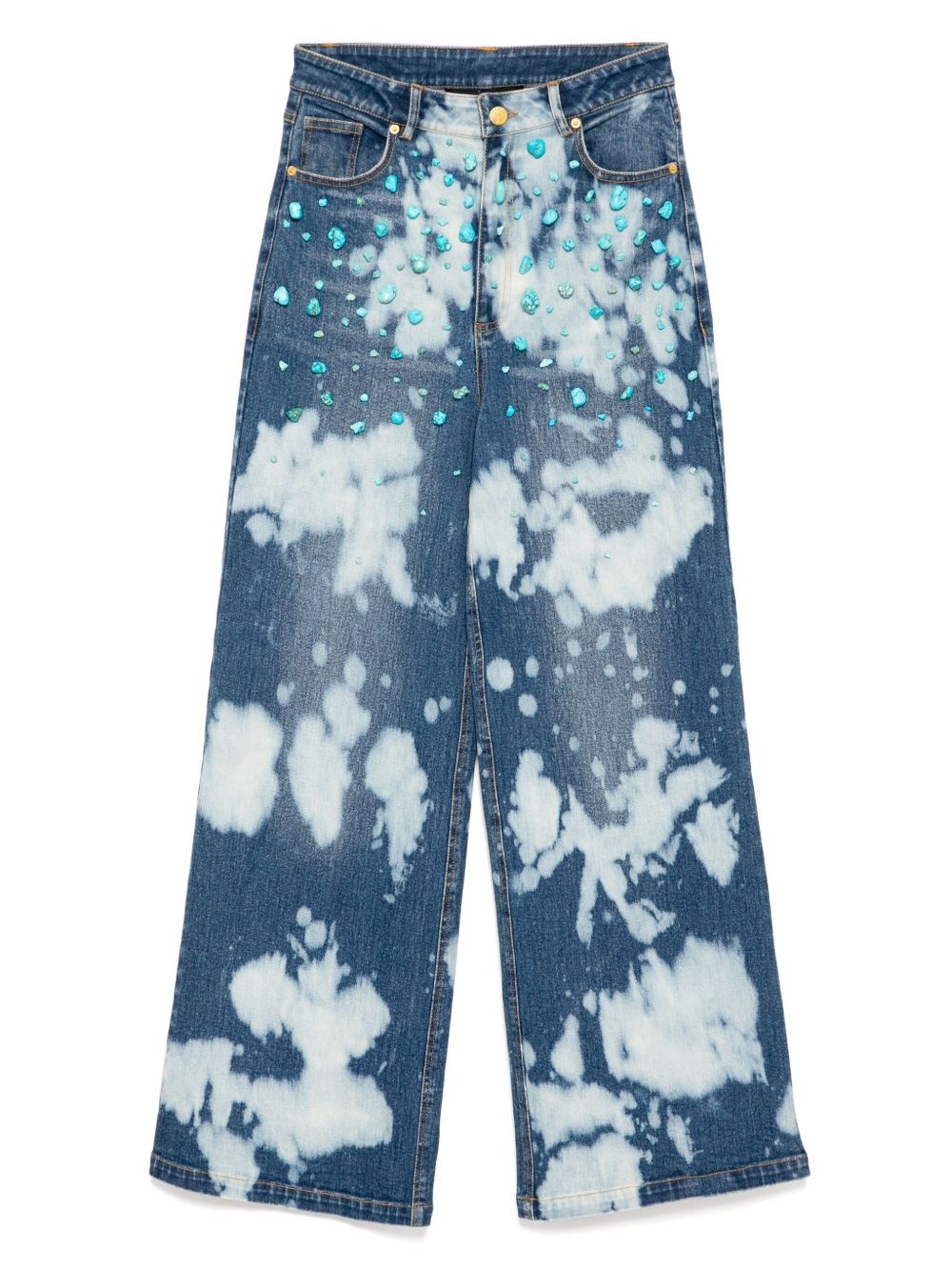 turquoise-stone bleached jeans - 1