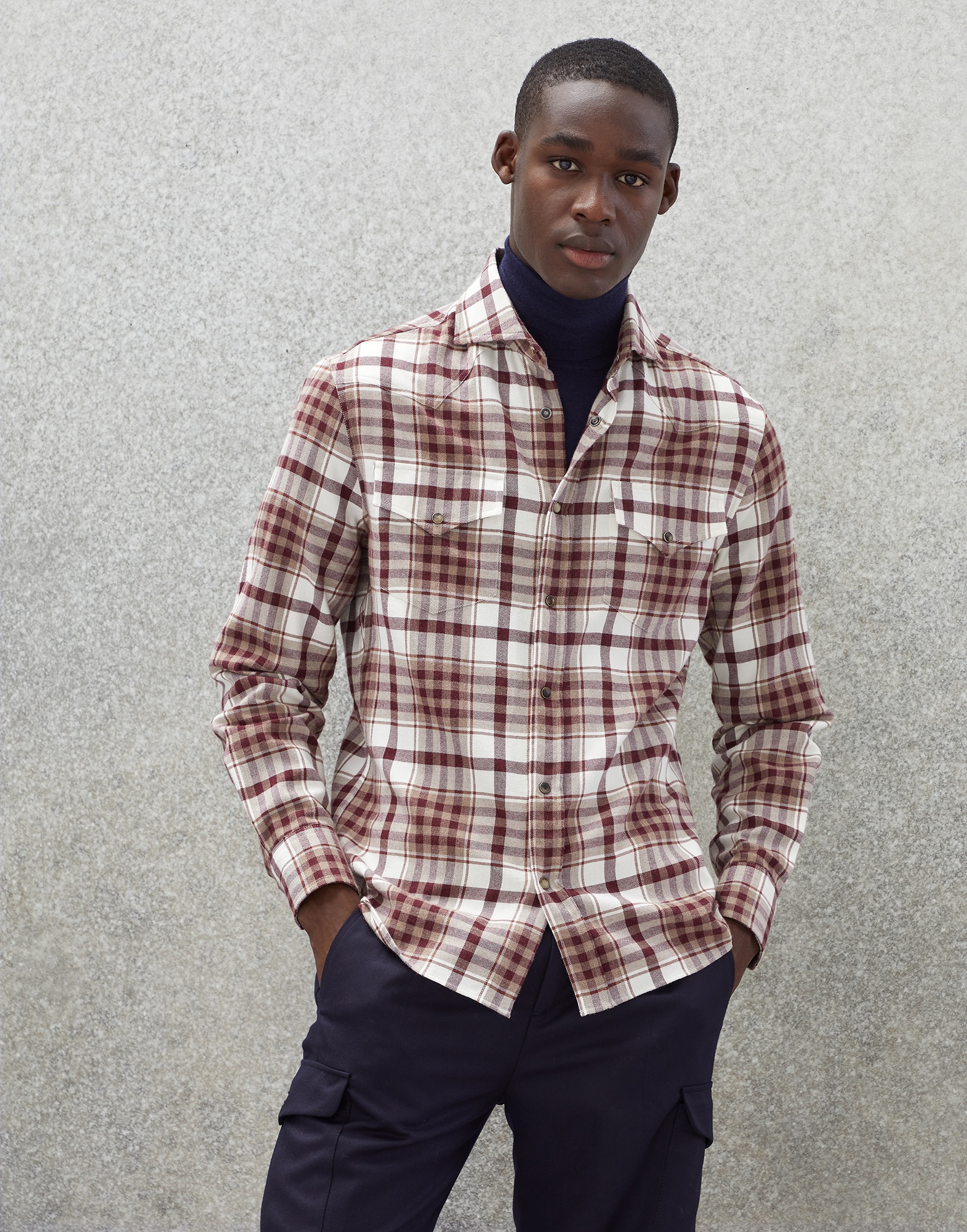 Madras flannel easy fit western shirt - 1