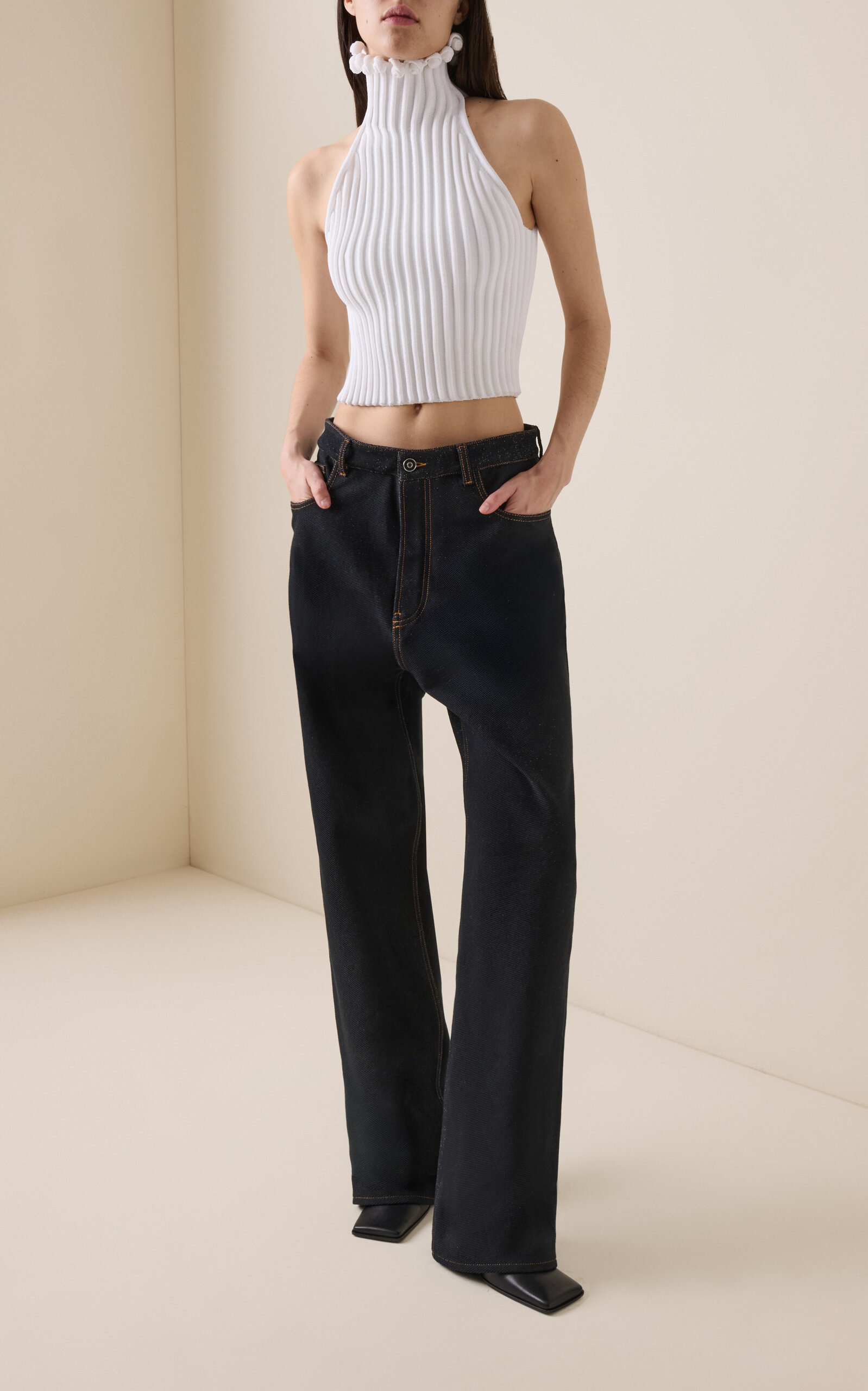 Ringlet-Detailed Knit Top white - 3
