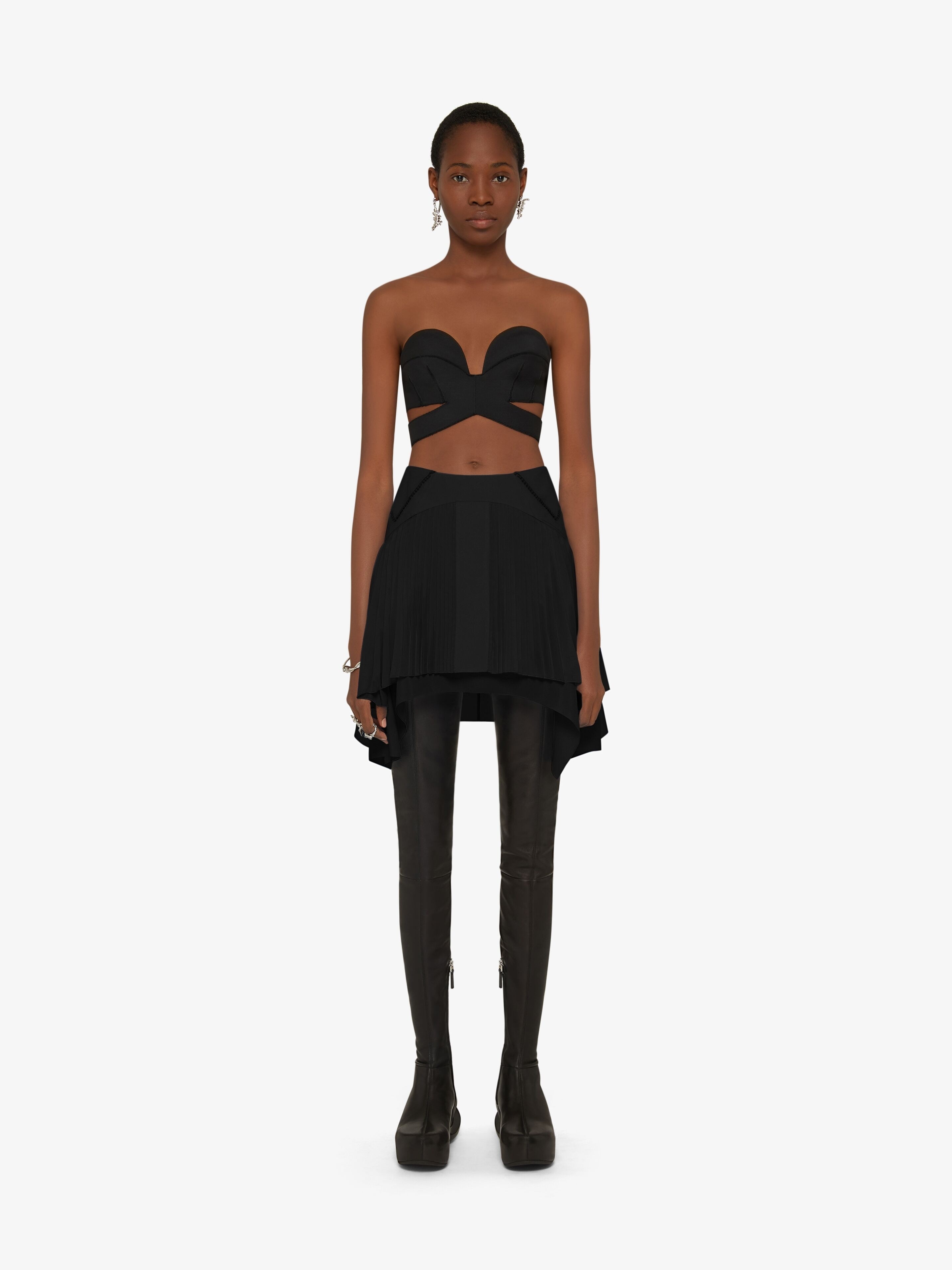 SKIRT IN CREPE DE CHINE WITH PLEATS - 2