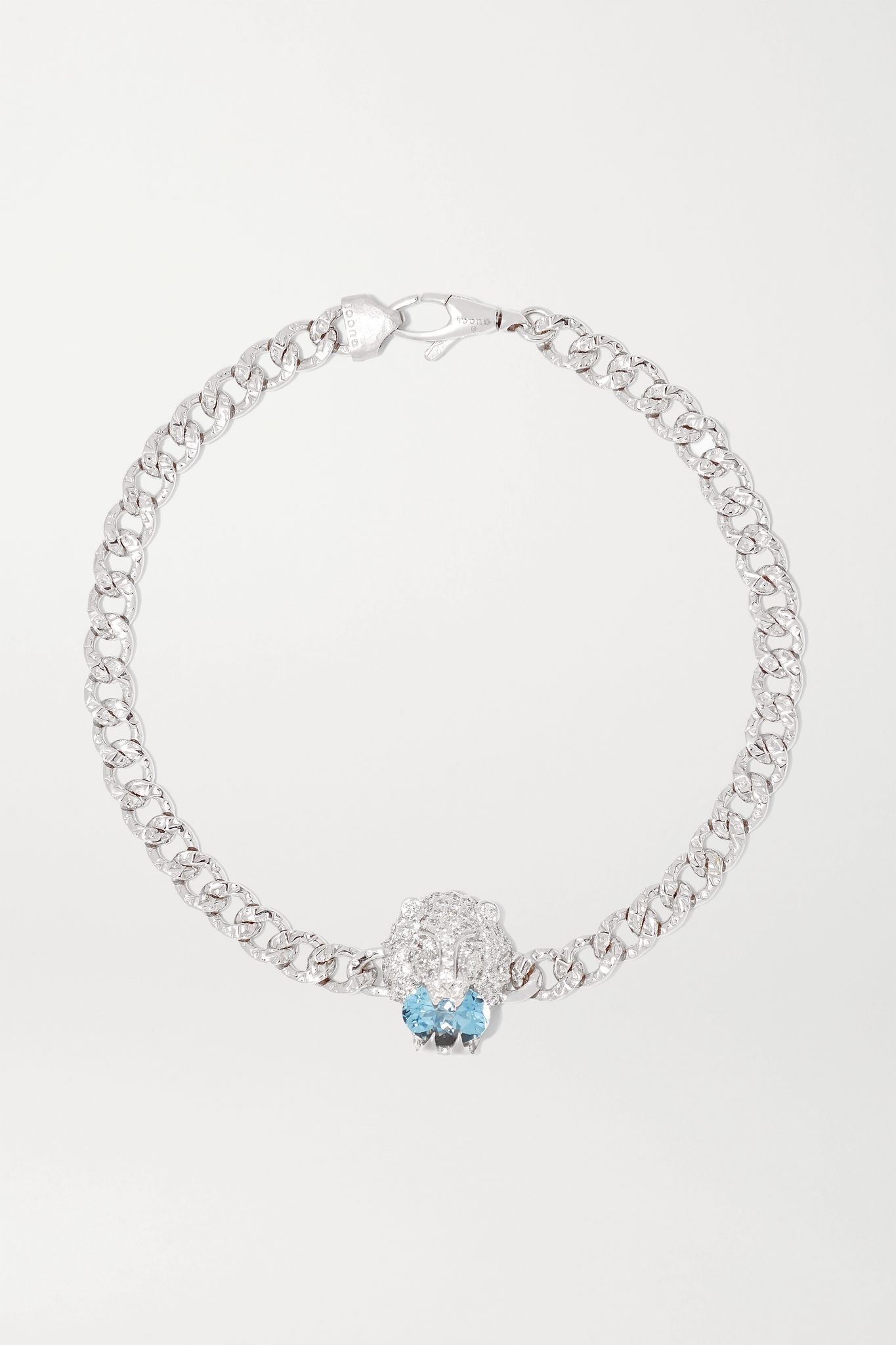 18-karat white gold, diamond and aquamarine bracelet - 1