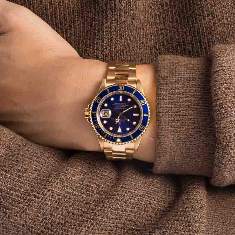 Pre-owned Rolex Submariner ref 16618 18k Yellow Gold - 5
