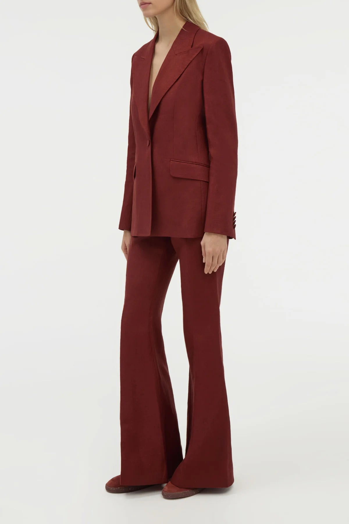 Rhein Flare Pant in Burnt Sienna Linen Twill - 3