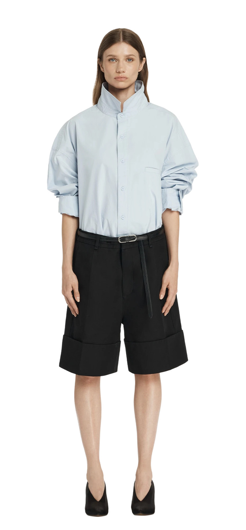 CUFFED SHORTS BLACK COTTON 3