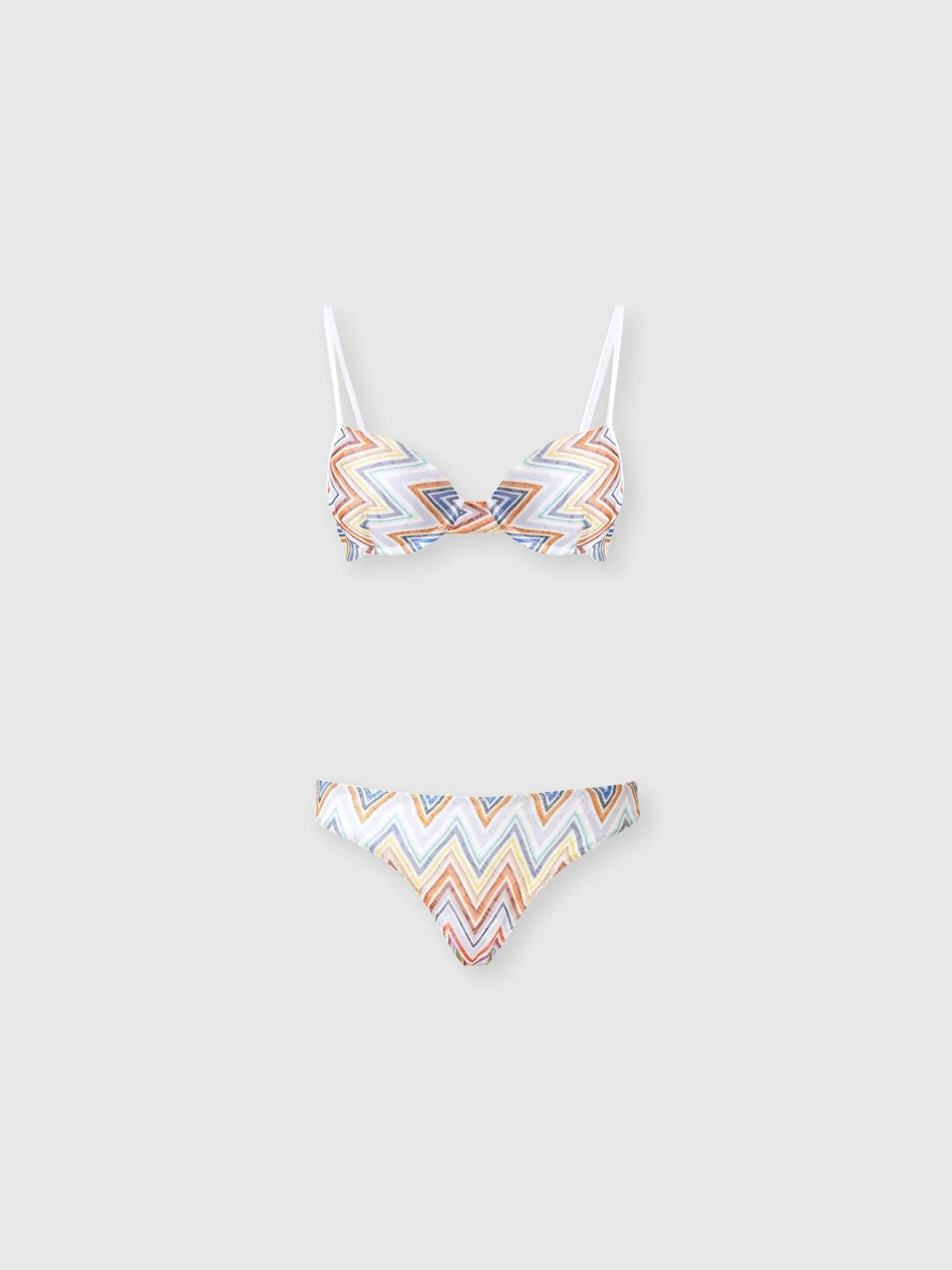 Zig zag printed fabric bikini with balconette top - 1
