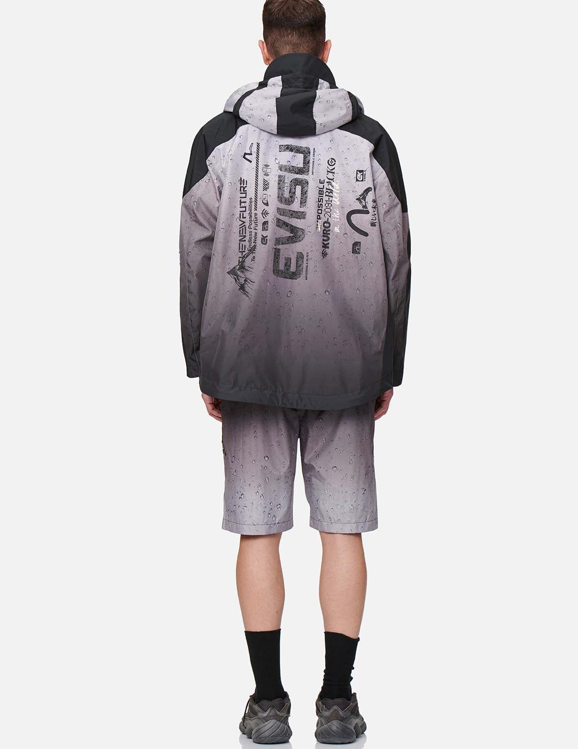 3D Raindrop Print Trail Windbreaker Jacket - 5