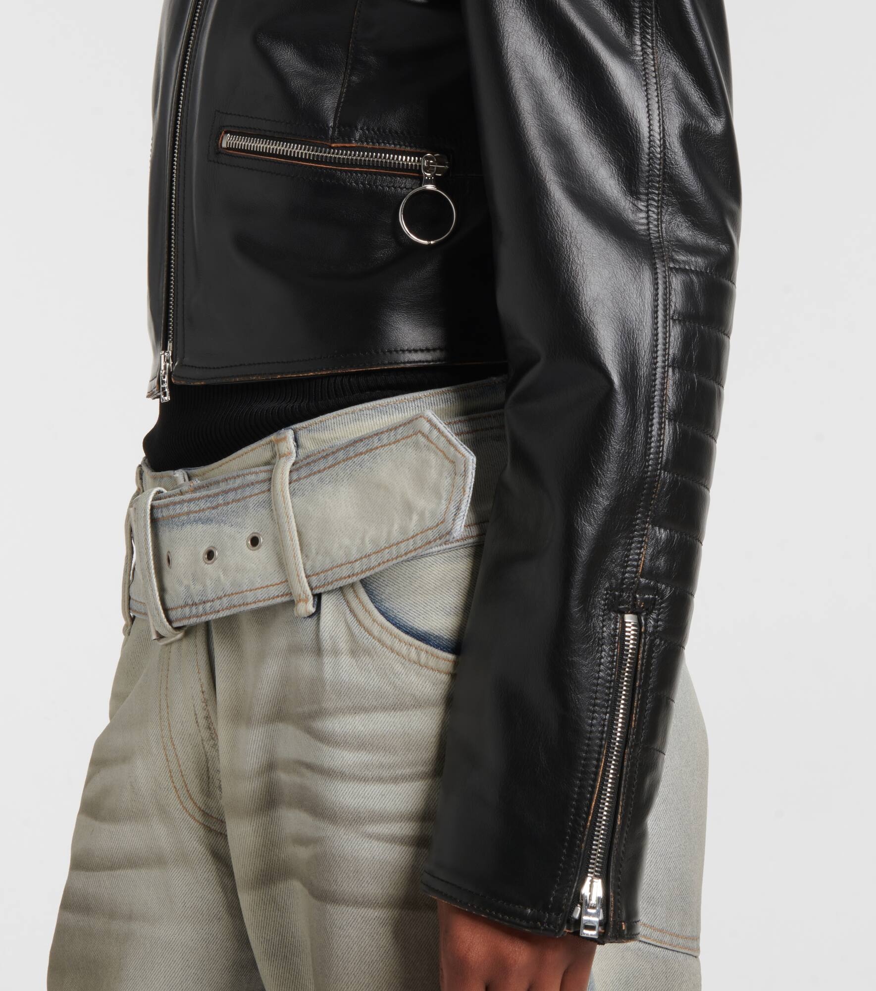 Leather biker jacket - 6
