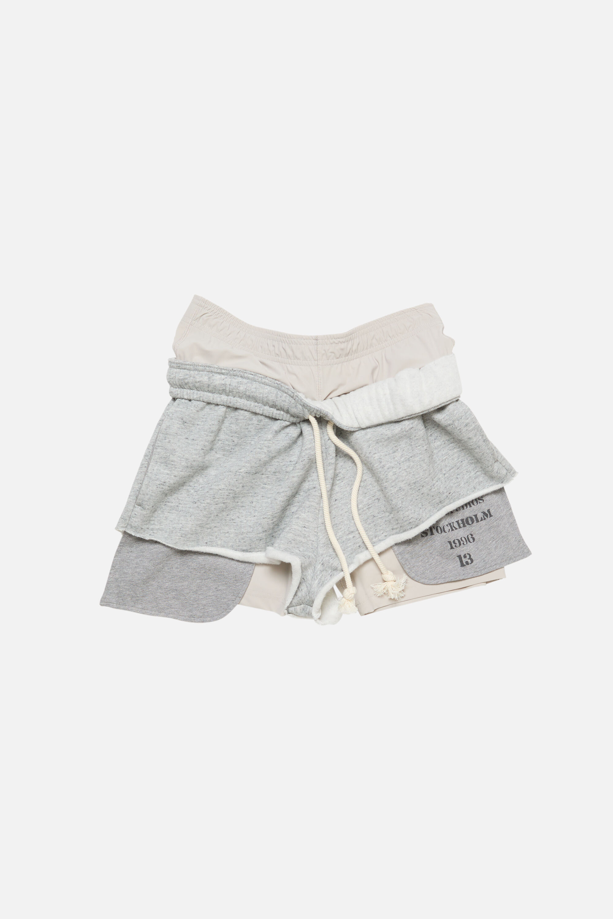 Layered fleece shorts - Marble grey melange - 6