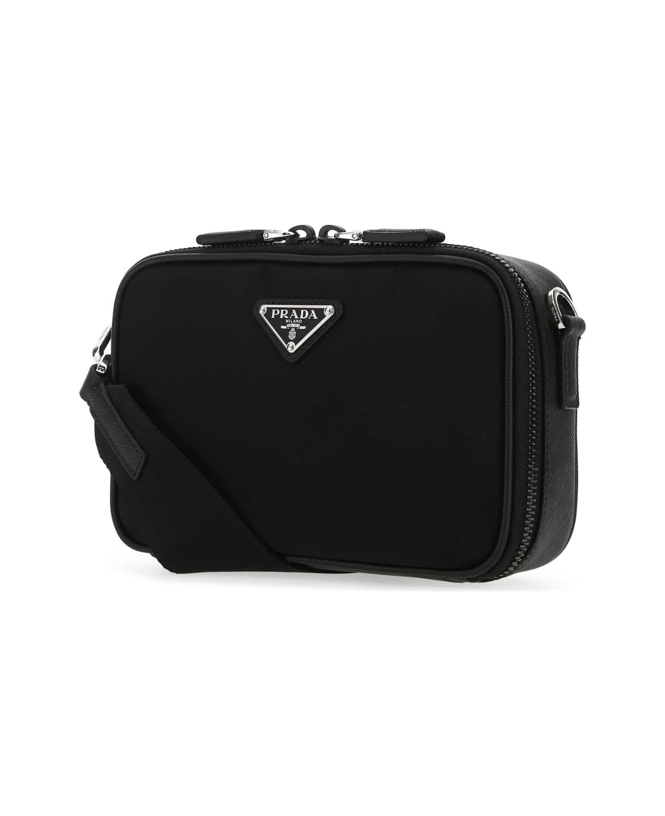 Black Leather And Nylon Crossbody Bag - 2