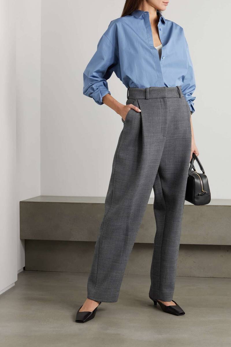 Totême Pleated woven straight-leg pants outlook