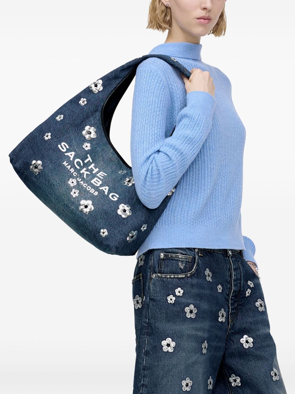 The Sequin Daisy Denim Sack tote bag - 3