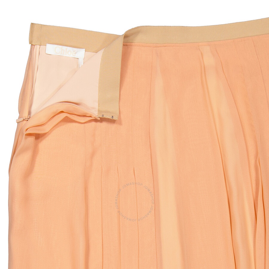Chloe Ladies Dusty Coral Pleated Midi Skirt - 6