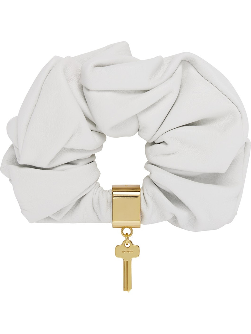 We11done White Key Charm Leather Scrunchie outlook