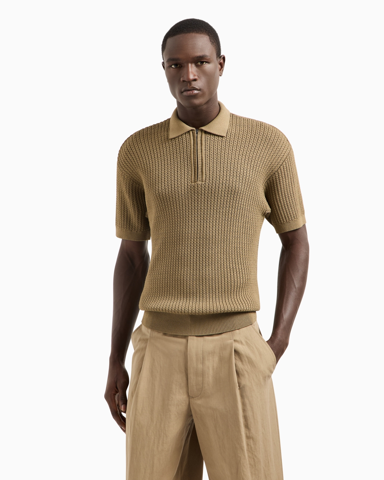SHORT-SLEEVED POLO SHIRT IN A RIBBED VISCOSE BLEND - 4