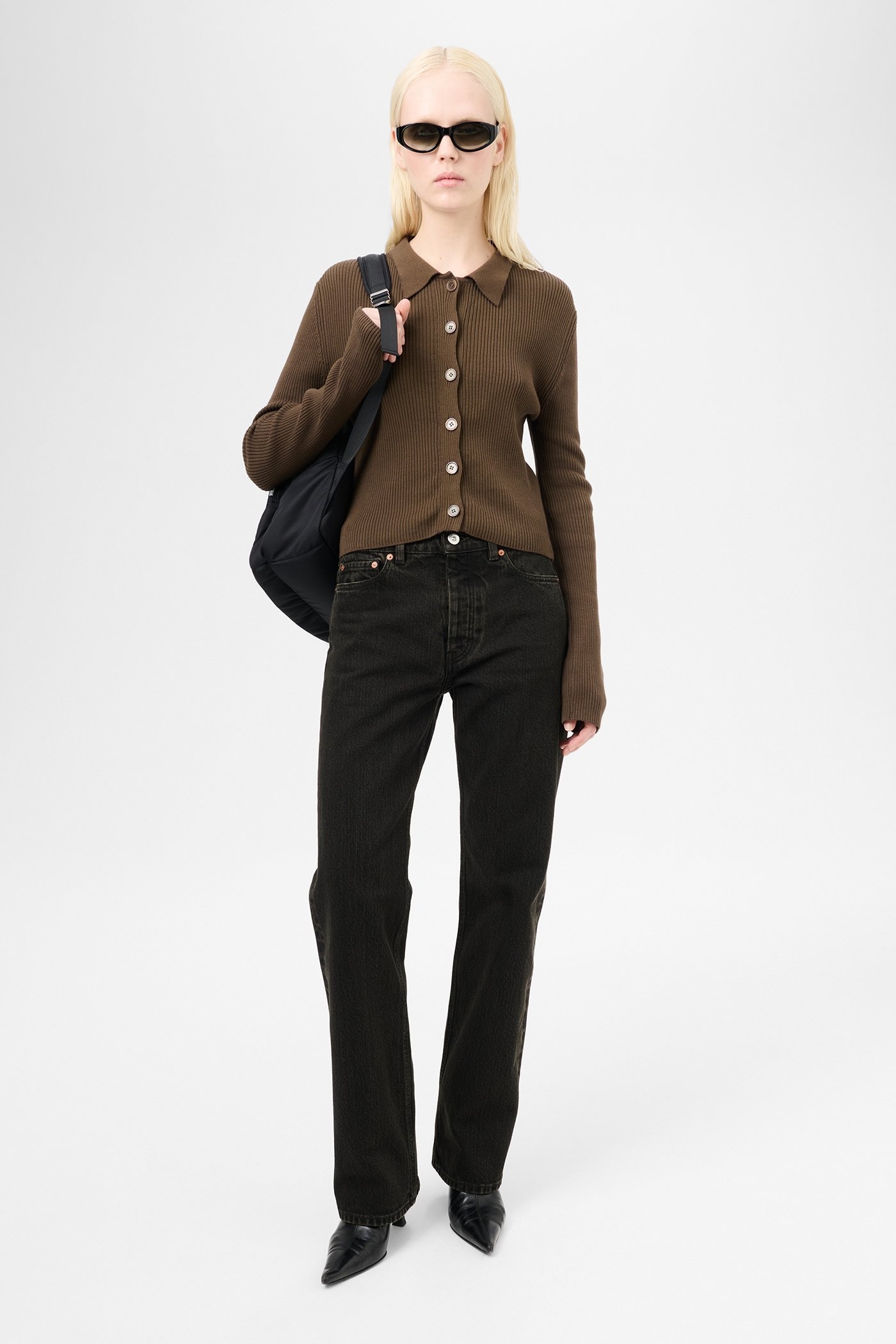 Linear Cut Kamari Black Chain Twill - 2