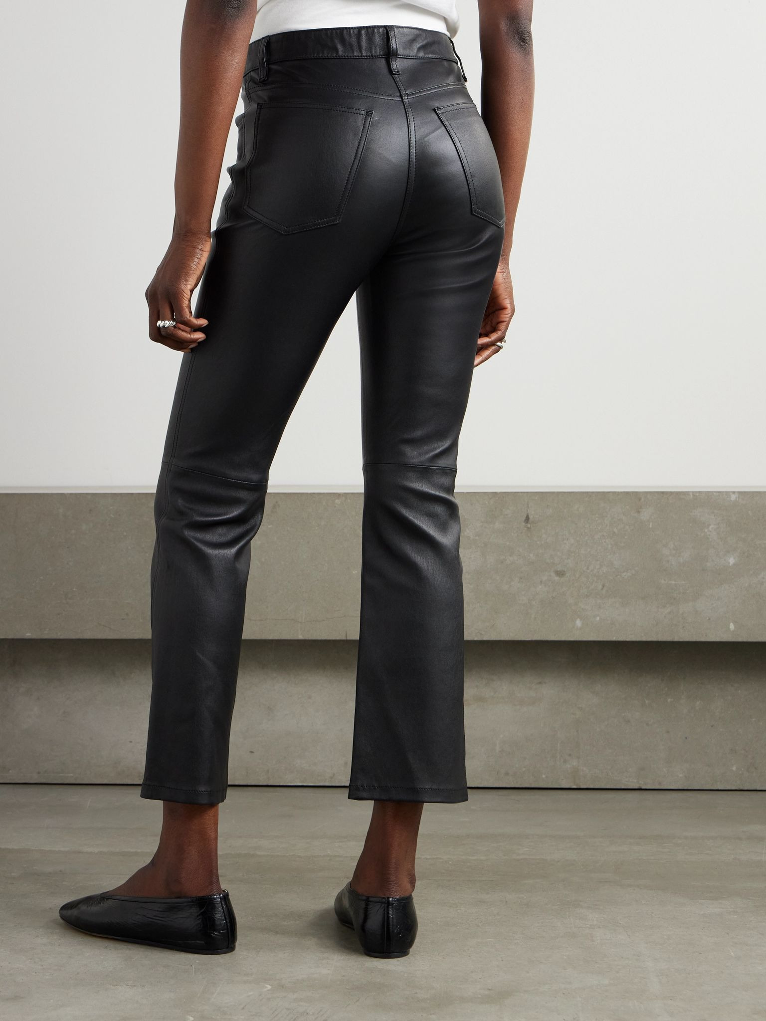 Duke cropped leather flared pants Black - 4