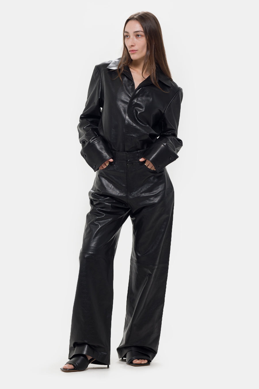 Legacy Leather Shirt in Black - 2