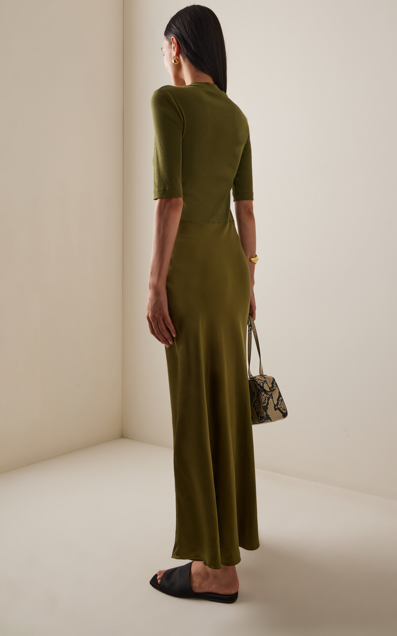 Cotton Jersey T-Shirt Dress olive - 4