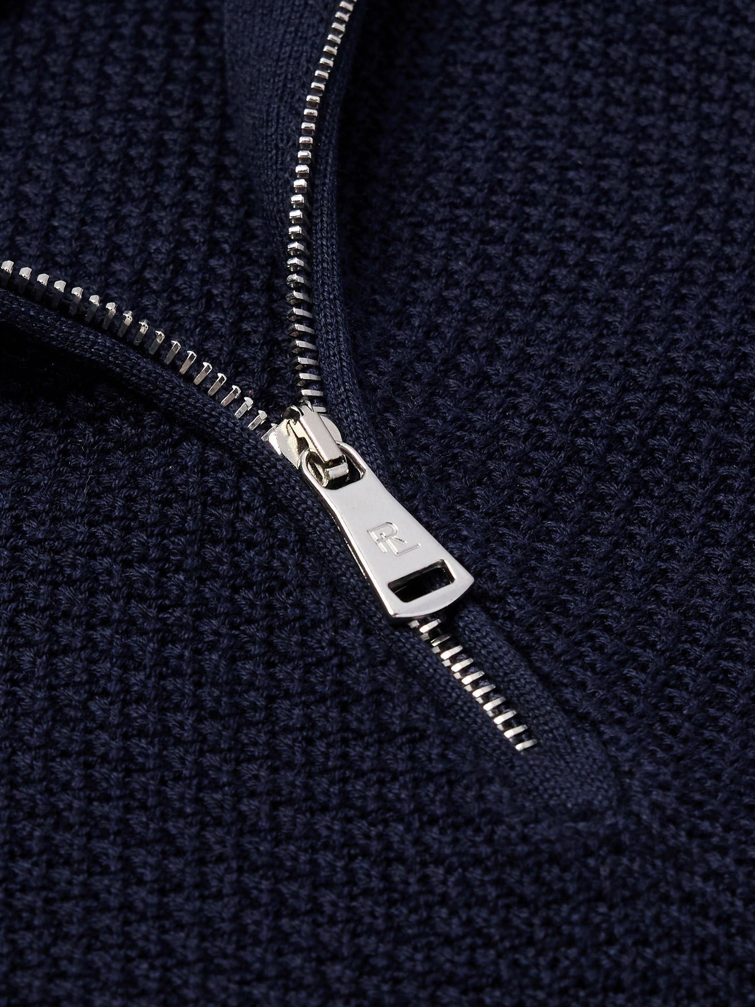 Silk and Cotton-Blend Half-Zip Sweater Navy - 4