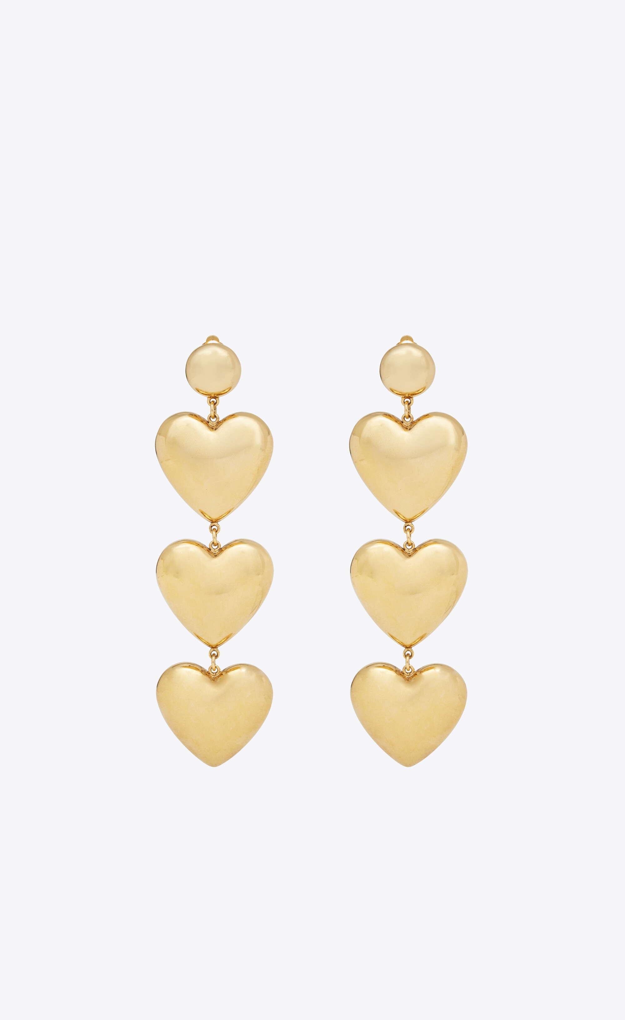 triple heart drop earrings in metal - 1