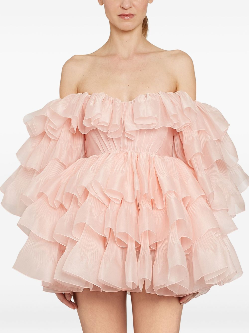 ruffled off-shoulder mini dress - 5