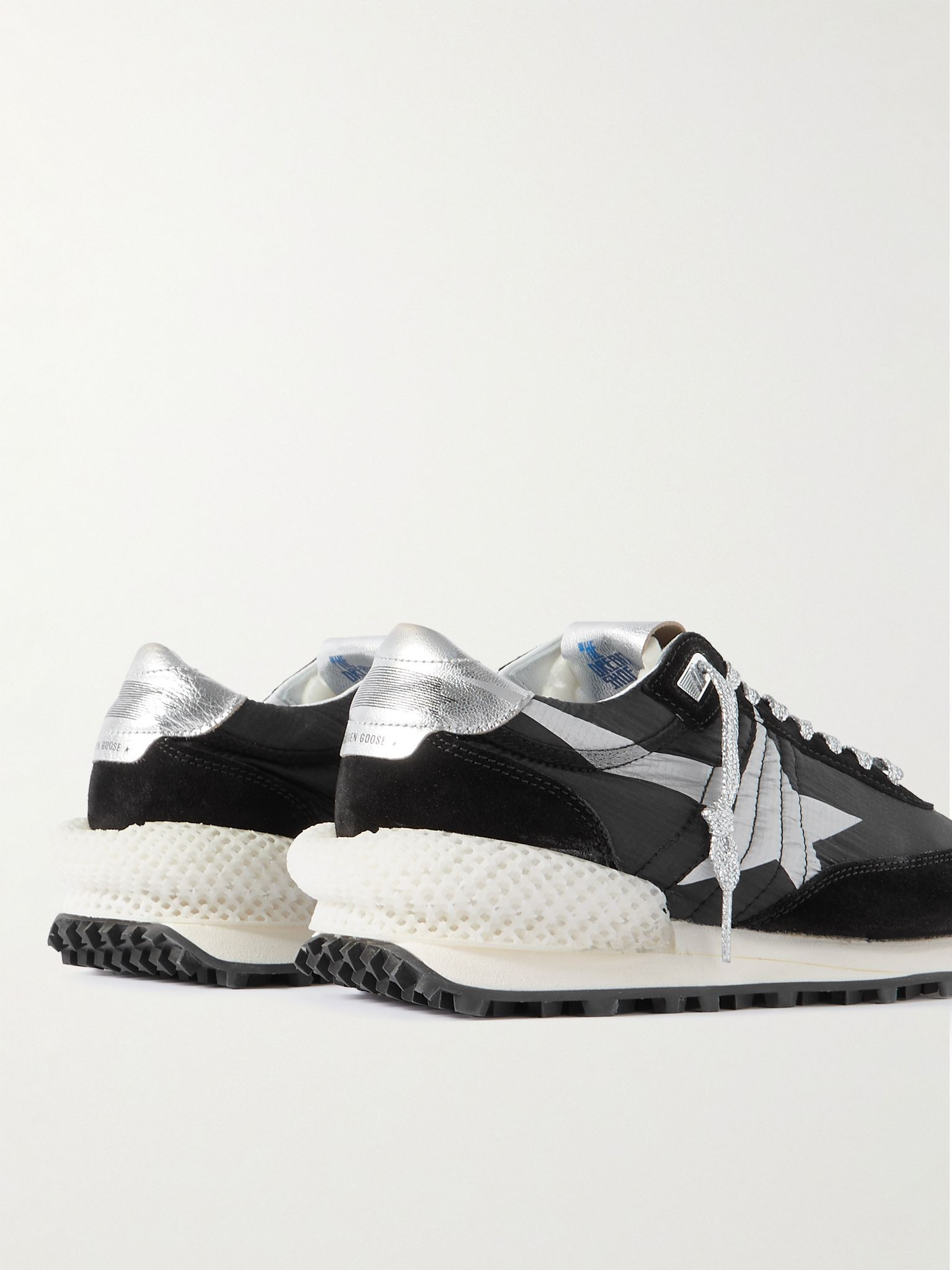 Marathon Leather and Suede-Trimmed Nylon Sneakers Black - 5