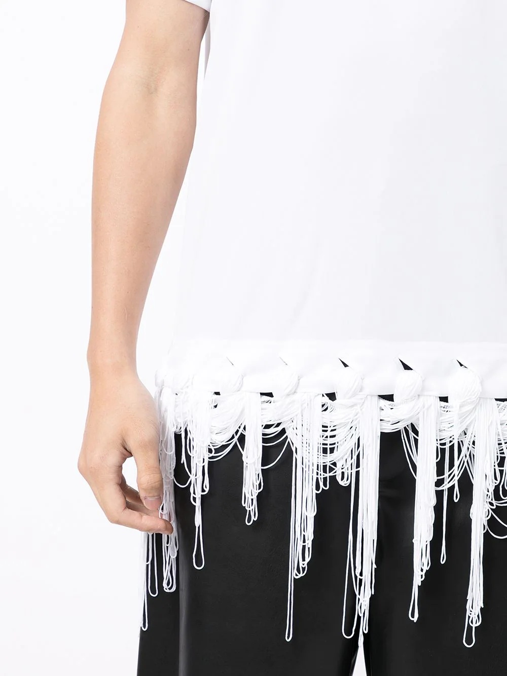 fringed rope-hem T-shirt - 5