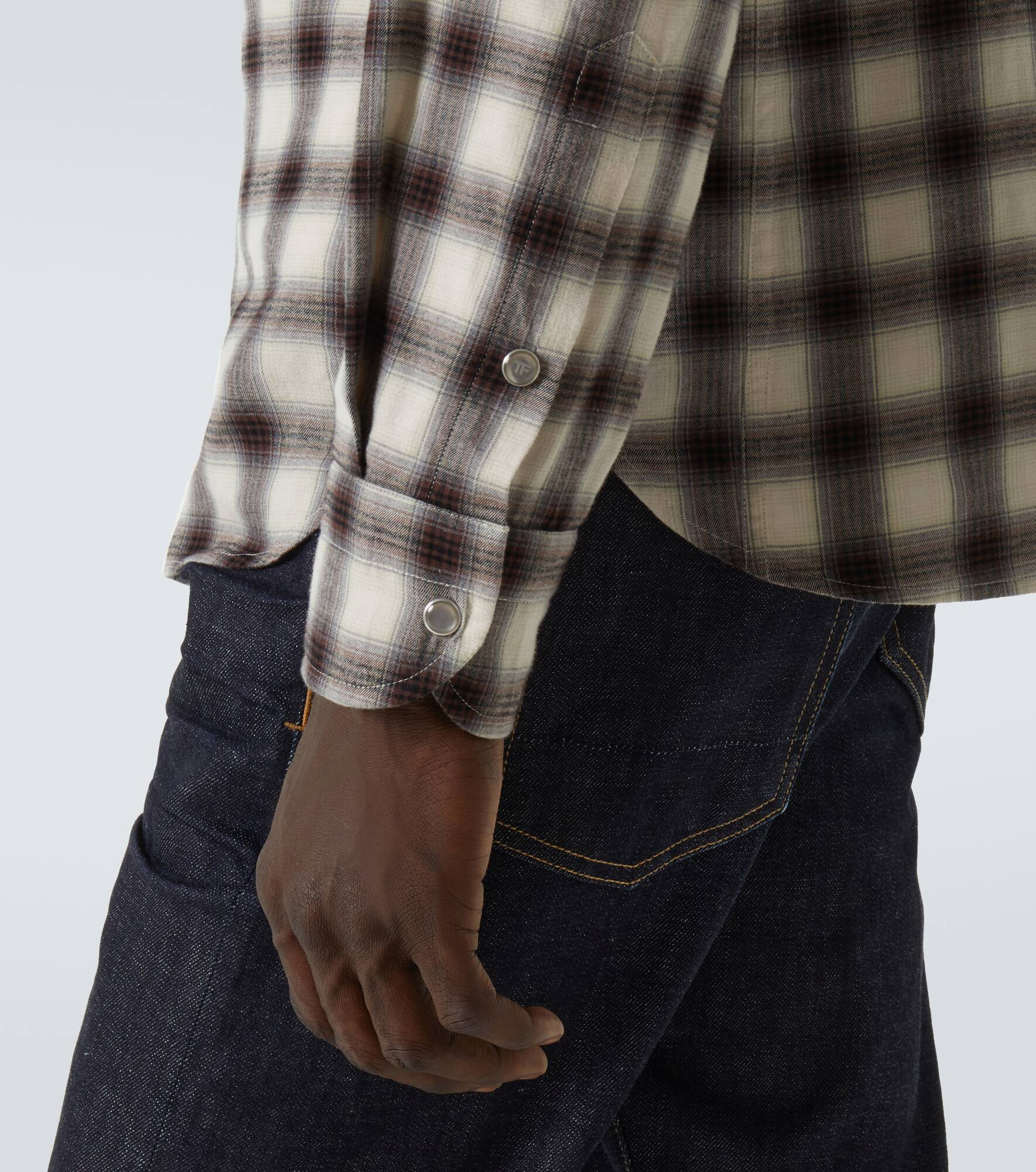 Checked cotton-blend shirt - 6