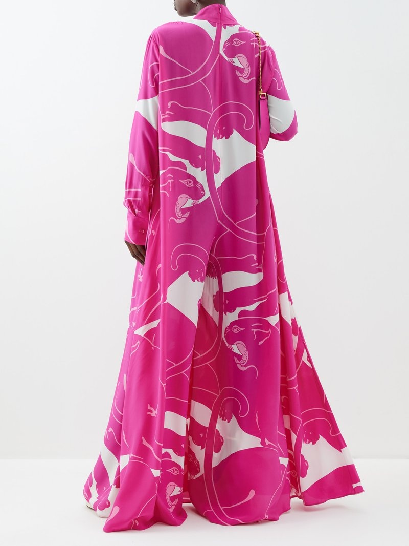 Valentino Pantherprint silk wideleg jumpsuit matchesfashion