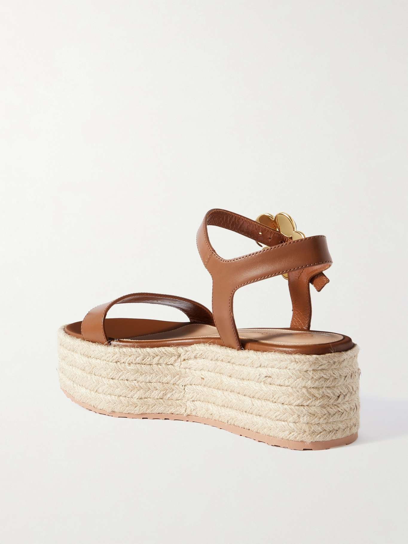 40 embellished leather platform espadrille sandals Tan - 3