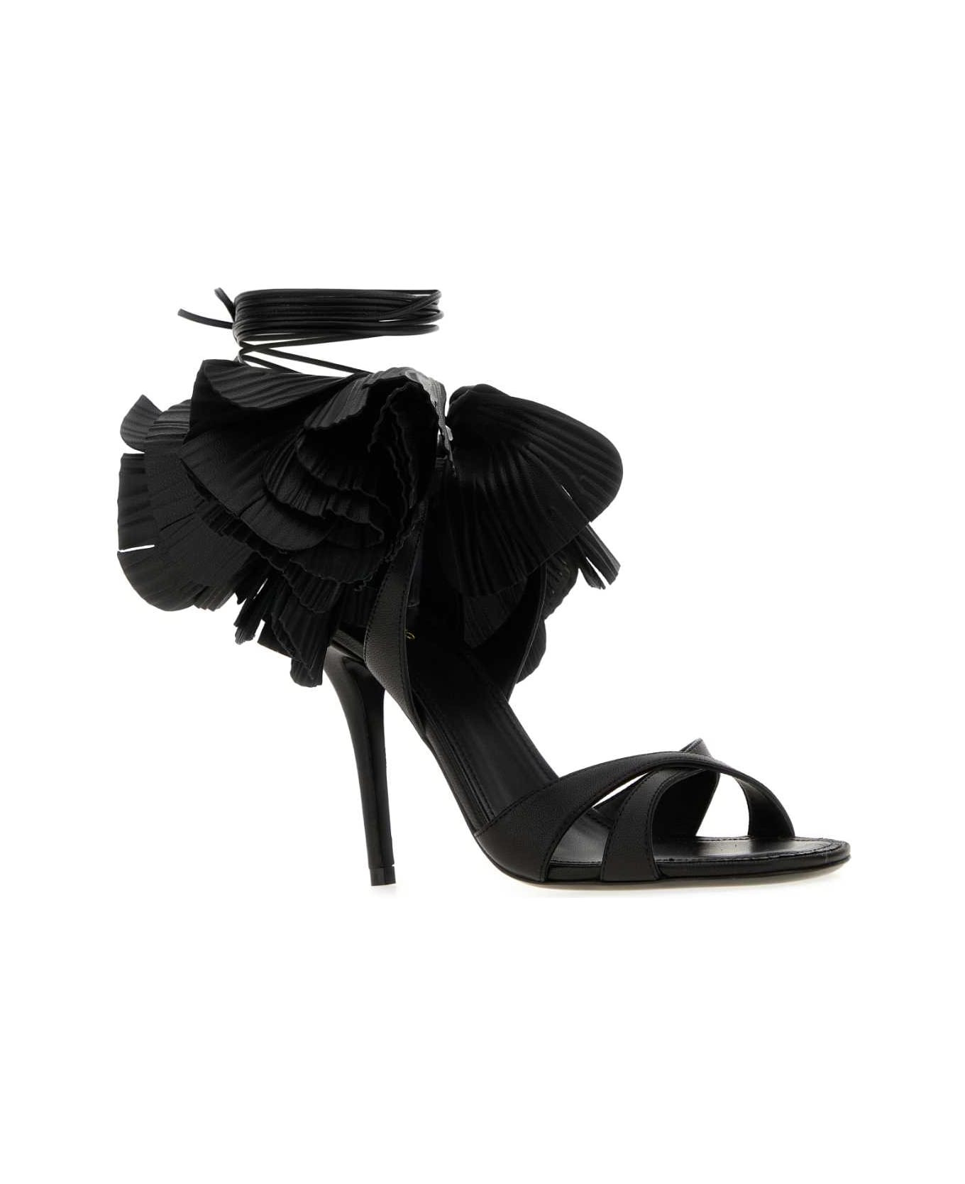 Black Leather Estrella 95 Sandals - 2