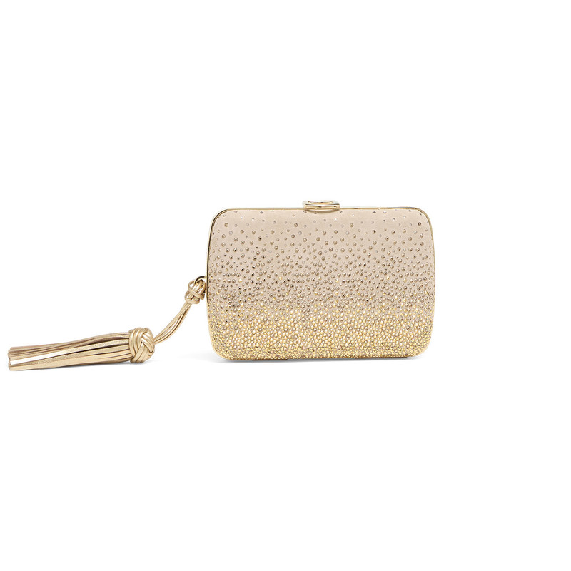 Beige suede and strass clutch 1