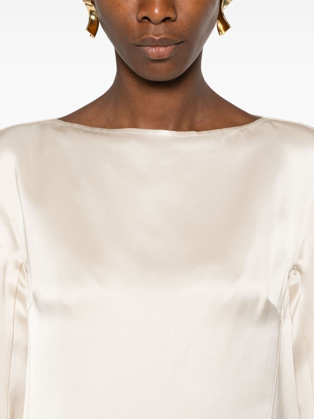 long-sleeve satin top - 5