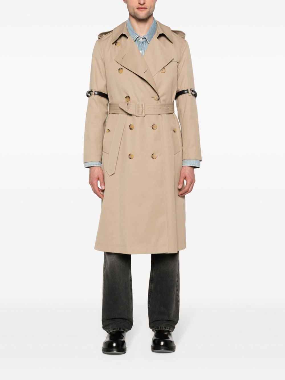 belt-detail trench coat - 3