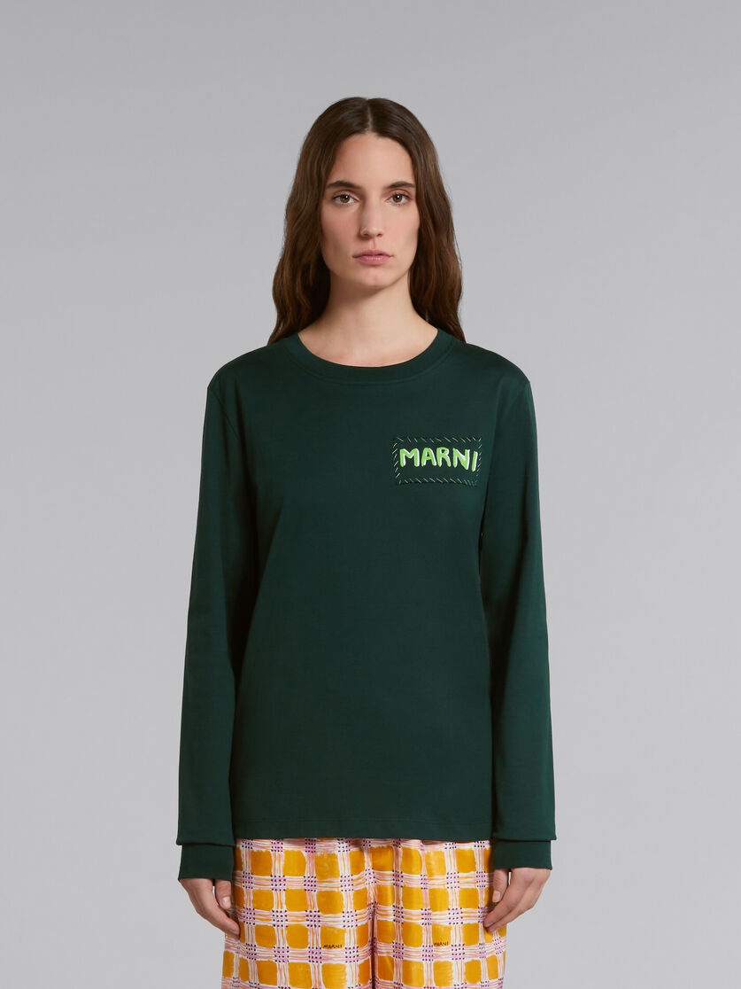 GREEN BIO-COTTON T-SHIRT WITH LOGO PRINT - 2