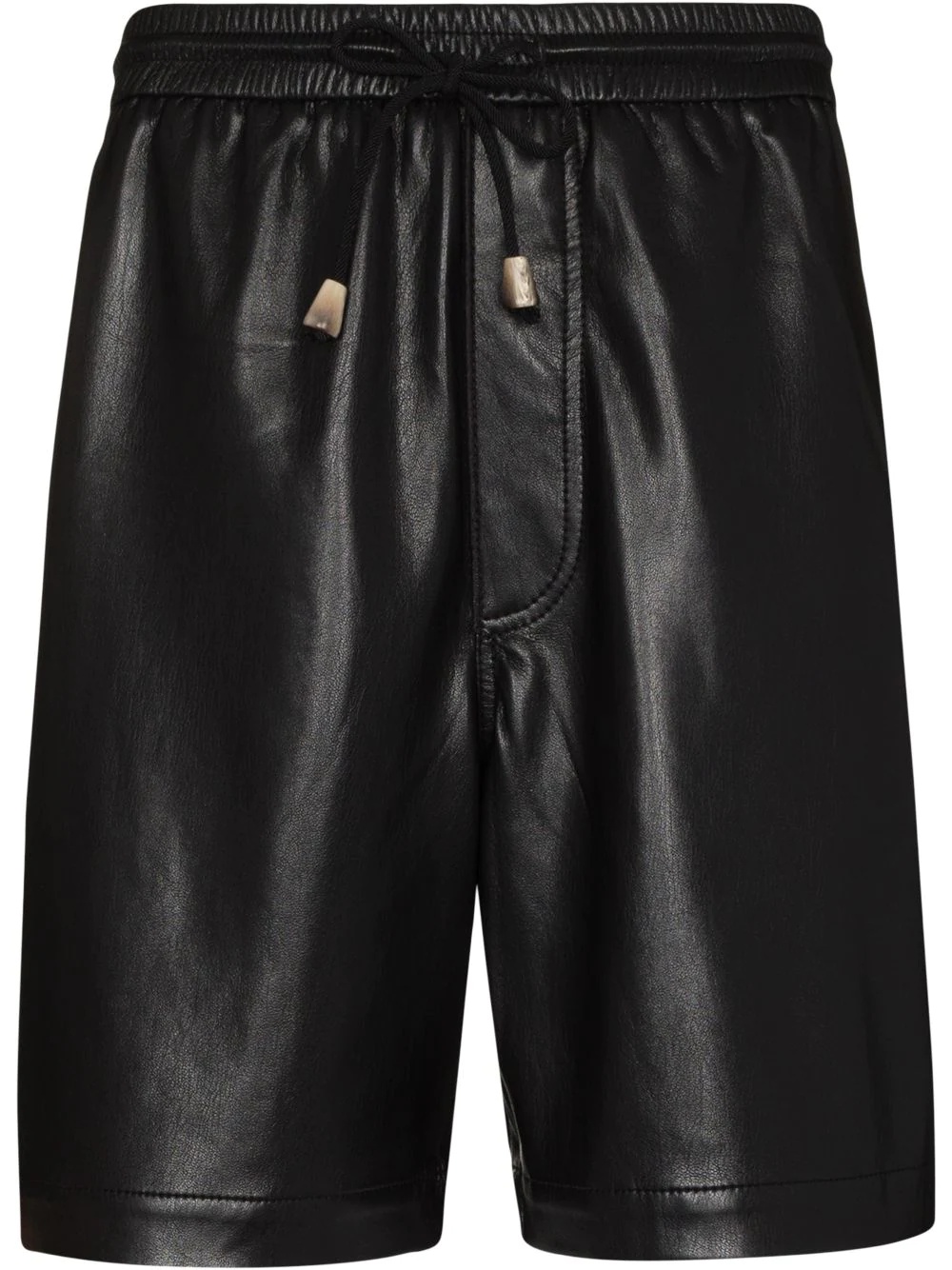 drawstring vegan leather Bermuda shorts - 1