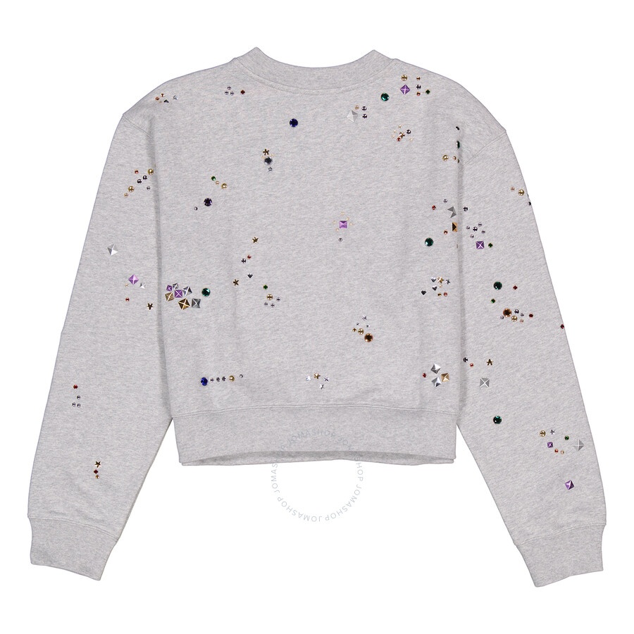 Rabanne Ladies Grey Stud-Detail Organic Cotton Sweatshirt, Size Small - 2