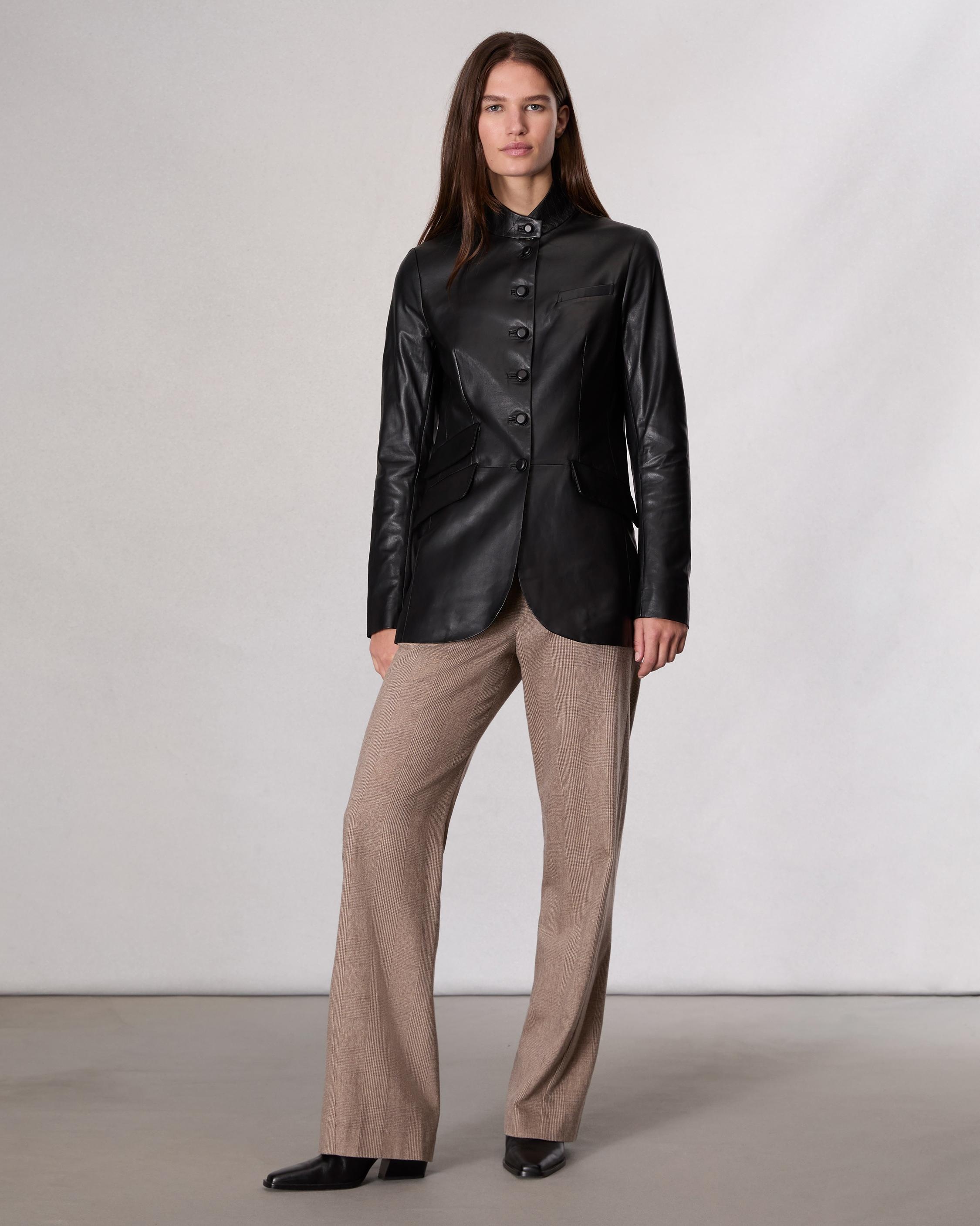 Slade Long Leather Blazer - 4