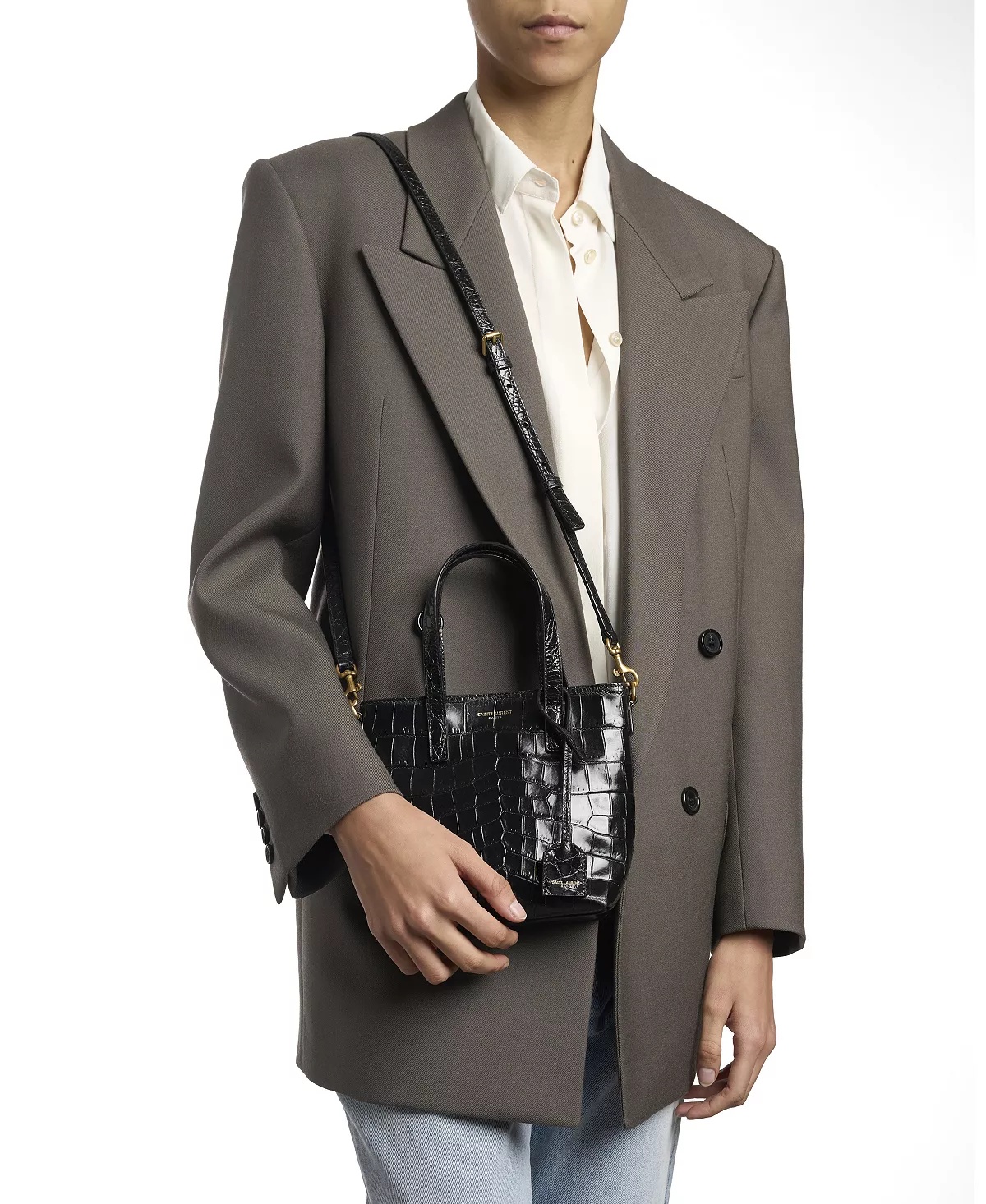 Paris Mini Toy Shopping Bag in Crocodile-Embossed Leather - 2