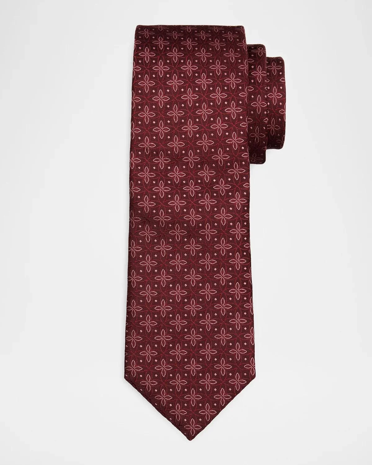 Men's Geometric Floral Silk Tie - 1