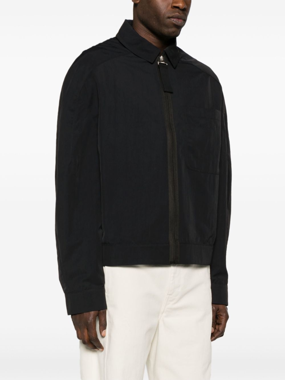 logo-embossed cotton shirt jacket - 3