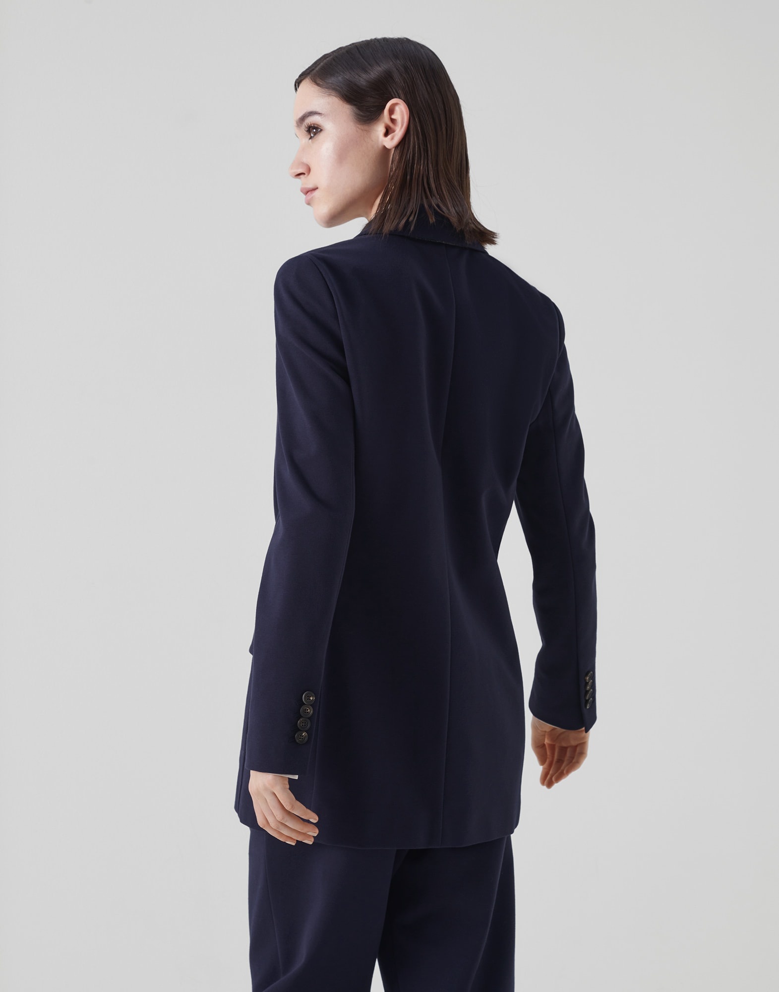 Stretch cotton couture interlock blazer with monili - 2