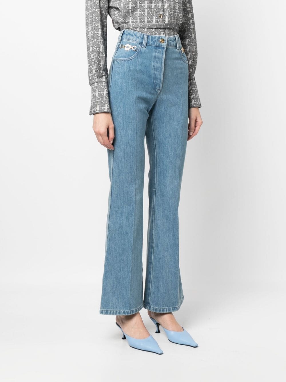 organic-denim flared jeans - 3