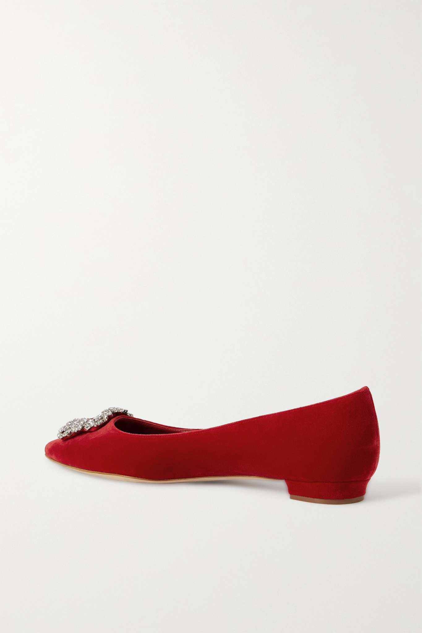 Hangisi crystal-embellished velvet point-toe flats - 3