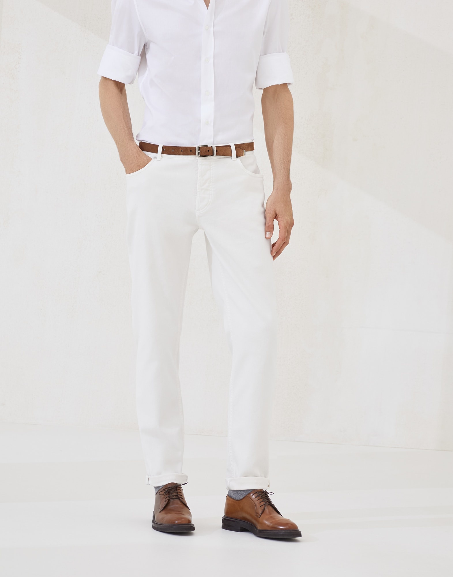Brunello Cucinelli Garment-dyed traditional fit five-pocket