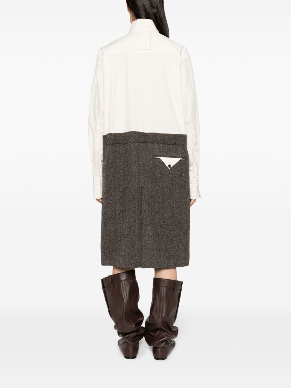 long-sleeve shirt midi dress - 4